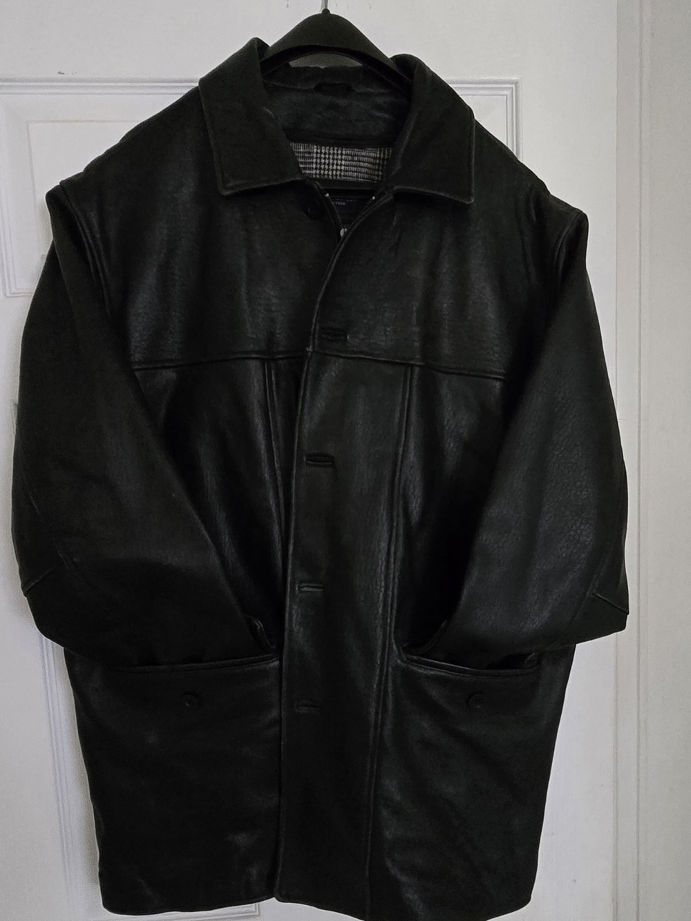 Daniel Cremieux Black Leather Pea Coat